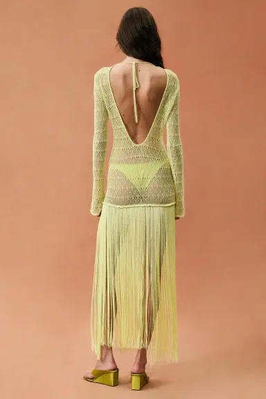 SAME for FWRD Long Sleeve Fringe Maxi Dress | Thumbnail 4 SAME for FWRD Long Sleeve Fringe Maxi Dress | Thumbnail 4