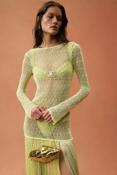 SAME for FWRD Long Sleeve Fringe Maxi Dress | Thumbnail 5 SAME for FWRD Long Sleeve Fringe Maxi Dress | Thumbnail 5
