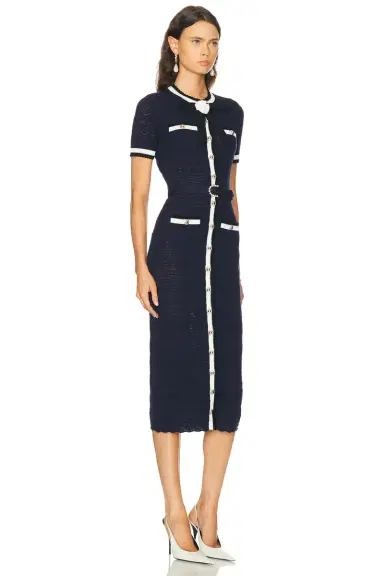 self-portrait Pointelle Knit Midi Dress | Thumbnail 2 self-portrait Pointelle Knit Midi Dress | Thumbnail 2