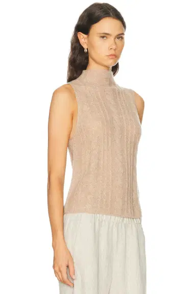 Sablyn Salvia Sleeveless Cable Turtleneck Sweater | Thumbnail 2 Sablyn Salvia Sleeveless Cable Turtleneck Sweater | Thumbnail 2
