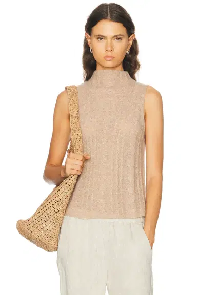 Sablyn Salvia Sleeveless Cable Turtleneck Sweater | Thumbnail 1 Sablyn Salvia Sleeveless Cable Turtleneck Sweater | Thumbnail 1