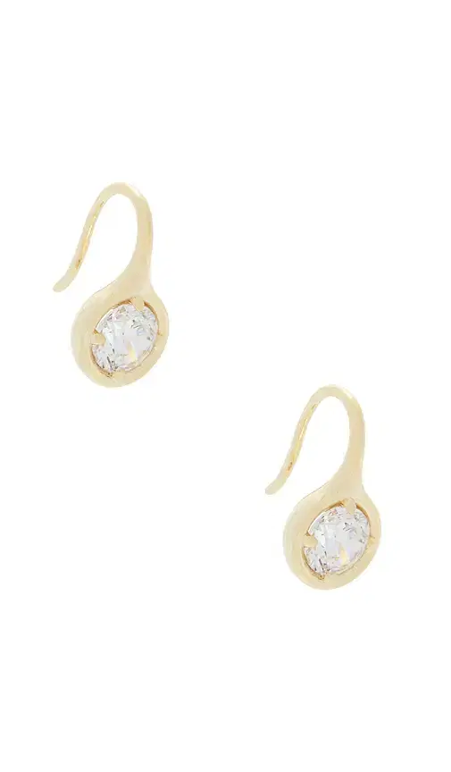 By Adina Eden Cz Rounded Bezel Fish Hook Huggie Earring