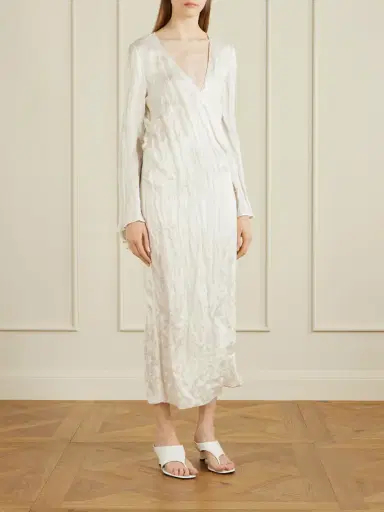 Khaite Rommi crinkled-voile midi wrap dress | Thumbnail 2