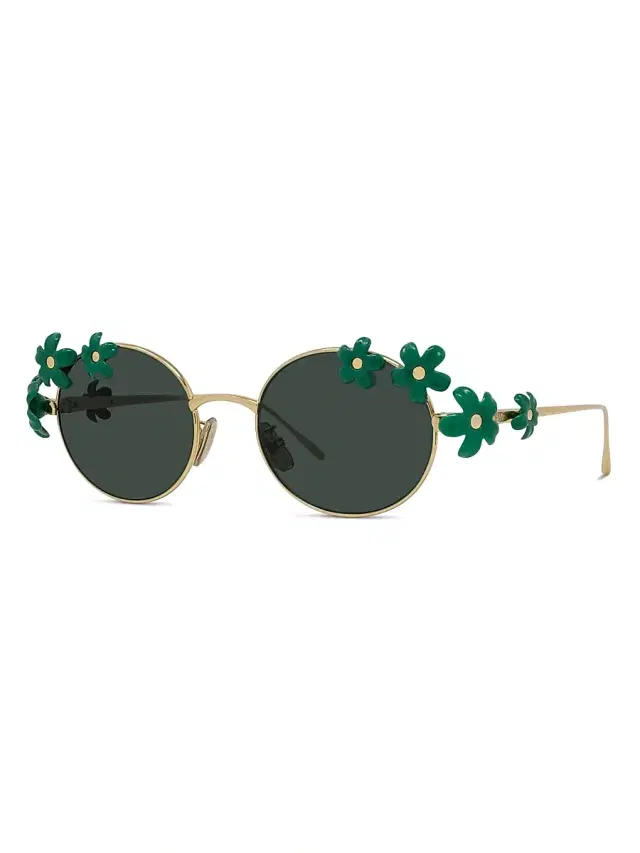 LOEWE Women's  x Paula's Ibiza 51MM Round Sunglasses - Shiny Gold Green