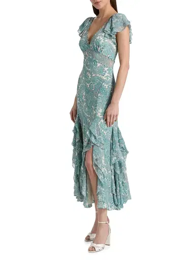 Cinq à Sept Women's Hendrix Paisley A-Line Midi-Dress - Gardenia Blue Graphite - Size 14 | Thumbnail 4