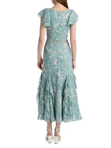 Cinq à Sept Women's Hendrix Paisley A-Line Midi-Dress - Gardenia Blue Graphite - Size 14 | Thumbnail 5