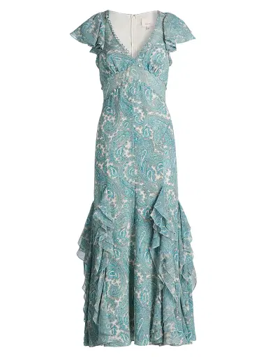 Cinq à Sept Women's Hendrix Paisley A-Line Midi-Dress - Gardenia Blue Graphite - Size 14 | Thumbnail 1