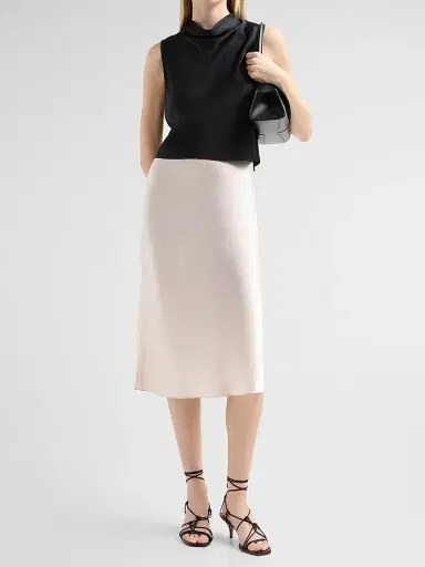 Vince Women's Satin Cowlneck Crop Top - Black - Size XS | Thumbnail 2 Vince Women's Satin Cowlneck Crop Top - Black - Size XS | Thumbnail 2