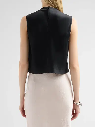 Vince Women's Satin Cowlneck Crop Top - Black - Size XS | Thumbnail 3 Vince Women's Satin Cowlneck Crop Top - Black - Size XS | Thumbnail 3