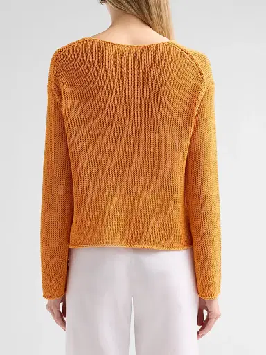 Vince Women's Coated Stretch-Cotton Knit Sweater - Tangerine - Size XS | Thumbnail 3 Vince Women's Coated Stretch-Cotton Knit Sweater - Tangerine - Size XS | Thumbnail 3