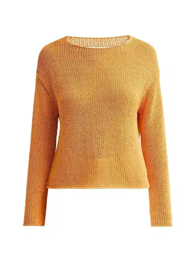 Vince Women's Coated Stretch-Cotton Knit Sweater - Tangerine - Size XS | Thumbnail 1 Vince Women's Coated Stretch-Cotton Knit Sweater - Tangerine - Size XS | Thumbnail 1