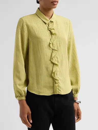 R13 Women's Pinstriped Ruffle Blouse | Thumbnail 4 R13 Women's Pinstriped Ruffle Blouse | Thumbnail 4