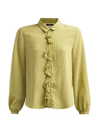 R13 Women's Pinstriped Ruffle Blouse | Thumbnail 1 R13 Women's Pinstriped Ruffle Blouse | Thumbnail 1