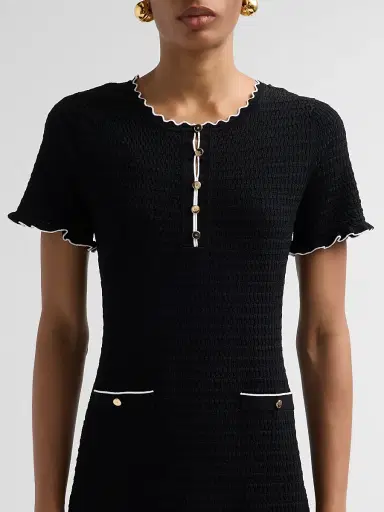 Elie Tahari Women's The Easton Sweaterdress - Noir Ivory - Size Large | Thumbnail 5