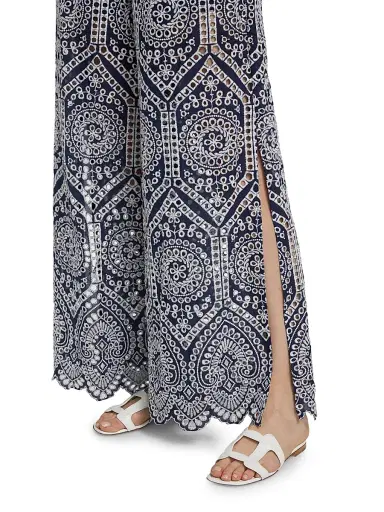 Generation Love Women's Fifi Eyelet Cotton Wide-Leg Pants - Navy White - Size XL | Thumbnail 6 Generation Love Women's Fifi Eyelet Cotton Wide-Leg Pants - Navy White - Size XL | Thumbnail 6