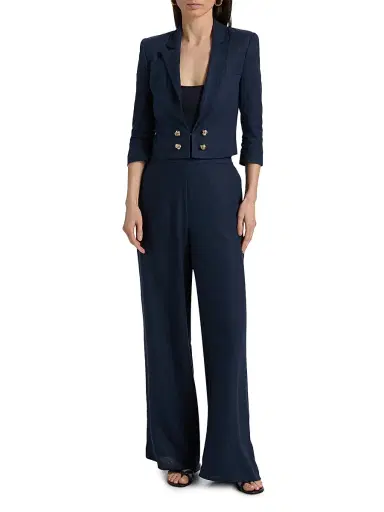 Generation Love Women's Kelela Linen Wide-Leg Pants - French Navy - Size XL | Thumbnail 2