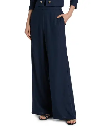 Generation Love Women's Kelela Linen Wide-Leg Pants - French Navy - Size XL | Thumbnail 3