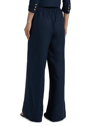 Generation Love Women's Kelela Linen Wide-Leg Pants - French Navy - Size XL | Thumbnail 5