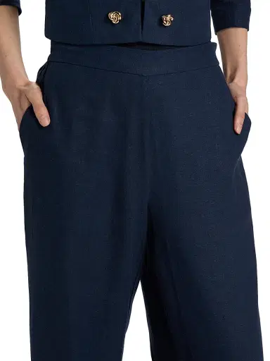 Generation Love Women's Kelela Linen Wide-Leg Pants - French Navy - Size XL | Thumbnail 6