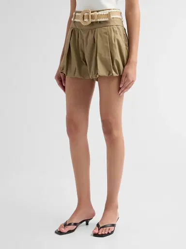 Cara Cara Women's Ray Belted Bubble Shorts - Khaki | Thumbnail 4
