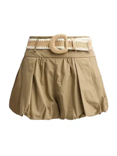 Cara Cara Women's Ray Belted Bubble Shorts - Khaki | Thumbnail 1