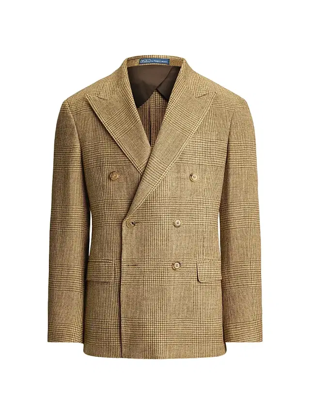 Polo Ralph Lauren Men's Glen Plaid Double-Breasted Sport Jacket - Brown Tan