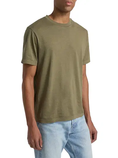 FRAME Men's Light Cotton T-Shirt - Antique Green | Thumbnail 4