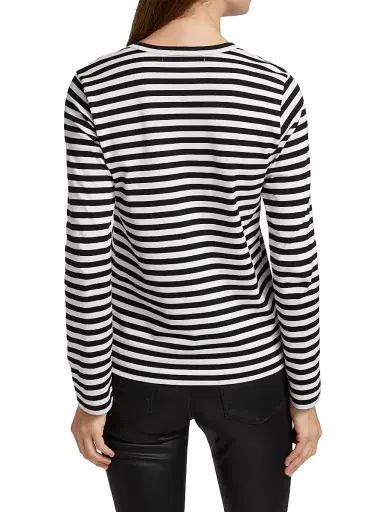 Comme des Garçons PLAY Women's Striped Red Heart Long-Sleeve Shirt - Black White - Size Large | Thumbnail 5 Comme des Garçons PLAY Women's Striped Red Heart Long-Sleeve Shirt - Black White - Size Large | Thumbnail 5