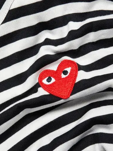 Comme des Garçons PLAY Women's Striped Red Heart Long-Sleeve Shirt - Black White - Size Large | Thumbnail 7 Comme des Garçons PLAY Women's Striped Red Heart Long-Sleeve Shirt - Black White - Size Large | Thumbnail 7