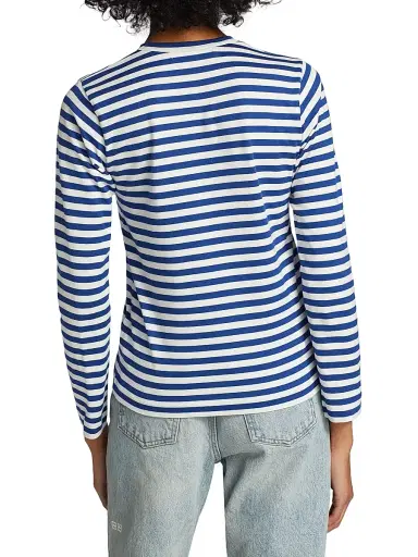 Comme des Garçons PLAY Women's Striped Red Heart Long-Sleeve Shirt - Navy White - Size Medium | Thumbnail 5 Comme des Garçons PLAY Women's Striped Red Heart Long-Sleeve Shirt - Navy White - Size Medium | Thumbnail 5