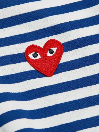 Comme des Garçons PLAY Women's Striped Red Heart Long-Sleeve Shirt - Navy White - Size Medium | Thumbnail 7 Comme des Garçons PLAY Women's Striped Red Heart Long-Sleeve Shirt - Navy White - Size Medium | Thumbnail 7