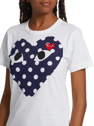 Comme des Garçons PLAY Women's Polka Dot Heart-Print Cotton Jersey T-Shirt - White | Thumbnail 5