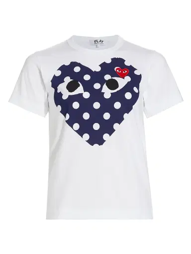 Comme des Garçons PLAY Women's Polka Dot Heart-Print Cotton Jersey T-Shirt - White | Thumbnail 1