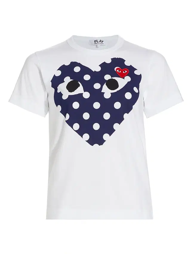 Comme des Garçons PLAY Women's Polka Dot Heart-Print Cotton Jersey T-Shirt - White