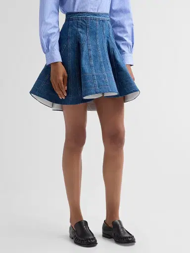 Aknvas Women's Kalle Godet Denim Mini Skirt | Thumbnail 3 Aknvas Women's Kalle Godet Denim Mini Skirt | Thumbnail 3