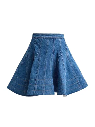 Aknvas Women's Kalle Godet Denim Mini Skirt | Thumbnail 1 Aknvas Women's Kalle Godet Denim Mini Skirt | Thumbnail 1