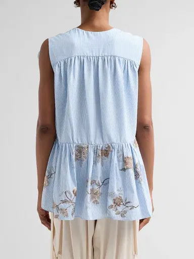 AKNVAS Women's Lamia Embroidered Poplin Top - Multi Blue | Thumbnail 3