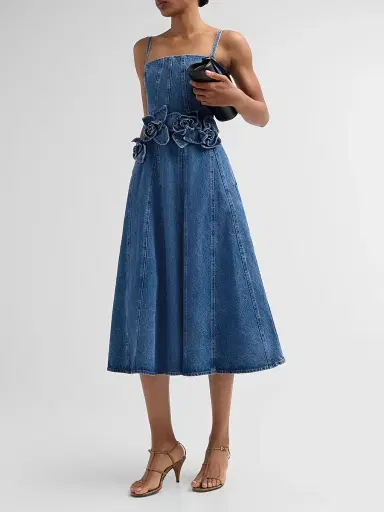 AKNVAS Women's Eryn Denim Midi Dress - Blue Denim | Thumbnail 4