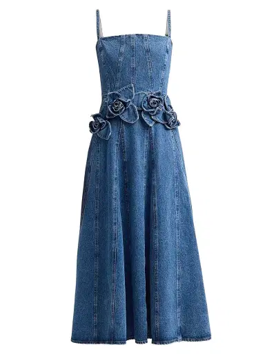 AKNVAS Women's Eryn Denim Midi Dress - Blue Denim | Thumbnail 1