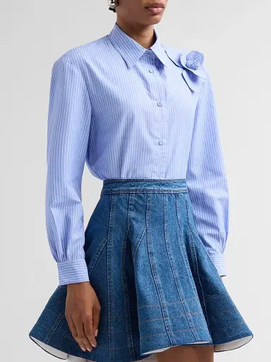 Aknvas Women's Flor Pinstriped Cotton Shirt - Blue And White - Size XL | Thumbnail 4 Aknvas Women's Flor Pinstriped Cotton Shirt - Blue And White - Size XL | Thumbnail 4
