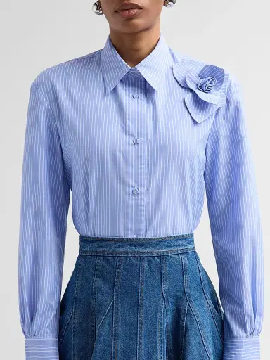Aknvas Women's Flor Pinstriped Cotton Shirt - Blue And White - Size XL | Thumbnail 5 Aknvas Women's Flor Pinstriped Cotton Shirt - Blue And White - Size XL | Thumbnail 5