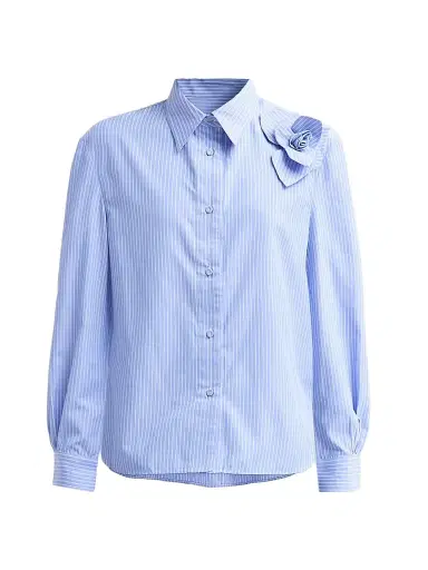 Aknvas Women's Flor Pinstriped Cotton Shirt - Blue And White - Size XL | Thumbnail 1 Aknvas Women's Flor Pinstriped Cotton Shirt - Blue And White - Size XL | Thumbnail 1