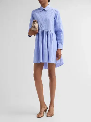 Aknvas Women's Kate Poplin Mini Shirtdress - Blue And White - Size Large | Thumbnail 4 Aknvas Women's Kate Poplin Mini Shirtdress - Blue And White - Size Large | Thumbnail 4