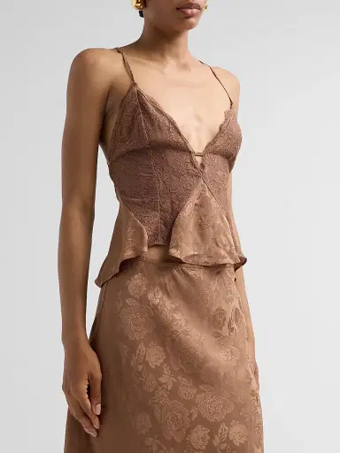 Ronny Kobo Women's Danielle Floral Lace Silk-Blend Tank - Brown - Size XL | Thumbnail 4 Ronny Kobo Women's Danielle Floral Lace Silk-Blend Tank - Brown - Size XL | Thumbnail 4