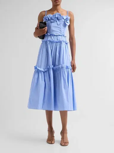Aknvas Women's Rach Poplin Midi Dress - Blue Pinstripe - Size 10 | Thumbnail 2 Aknvas Women's Rach Poplin Midi Dress - Blue Pinstripe - Size 10 | Thumbnail 2
