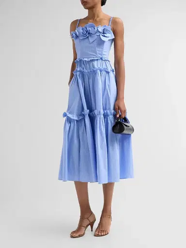 Aknvas Women's Rach Poplin Midi Dress - Blue Pinstripe - Size 10 | Thumbnail 4 Aknvas Women's Rach Poplin Midi Dress - Blue Pinstripe - Size 10 | Thumbnail 4