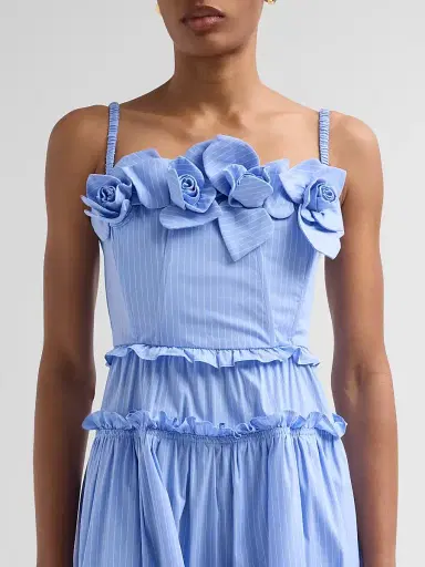 Aknvas Women's Rach Poplin Midi Dress - Blue Pinstripe - Size 10 | Thumbnail 5 Aknvas Women's Rach Poplin Midi Dress - Blue Pinstripe - Size 10 | Thumbnail 5
