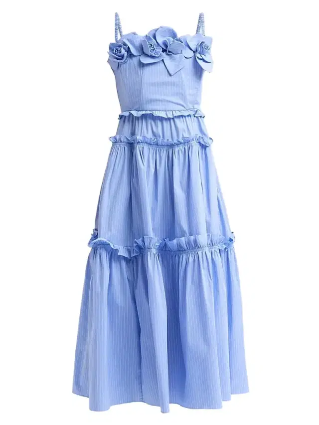 Women's Rach Poplin Midi Dress - Blue Pinstripe