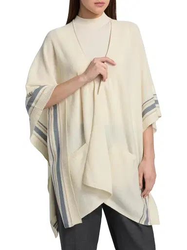 Vince Women's Striped Cashmere Knit Cape | Thumbnail 3 Vince Women's Striped Cashmere Knit Cape | Thumbnail 3