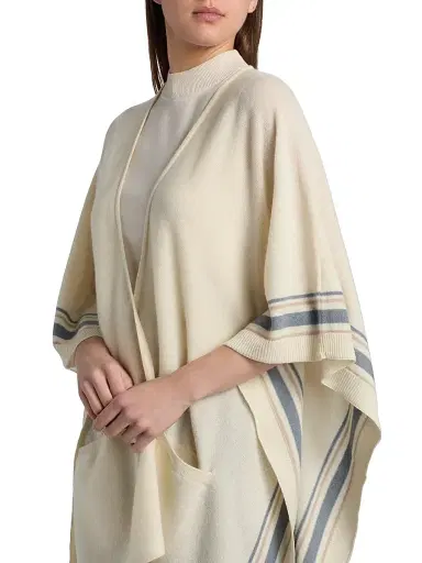 Vince Women's Striped Cashmere Knit Cape | Thumbnail 6 Vince Women's Striped Cashmere Knit Cape | Thumbnail 6